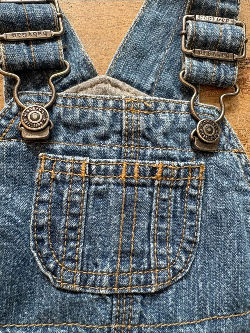 VTG Baby Gap Lined Denim Carpenter Overalls Bear 3-6 Months